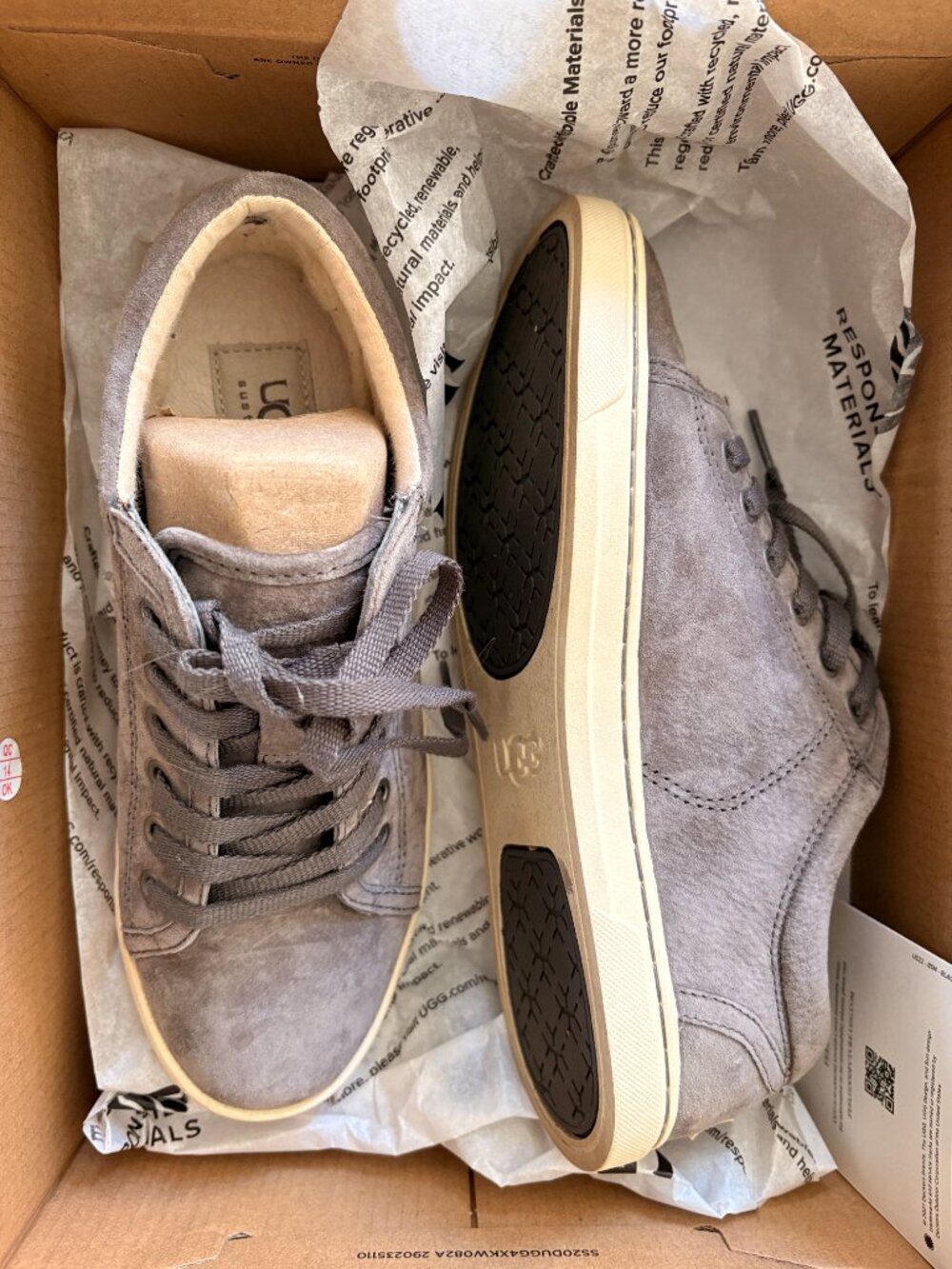 UGG Women's Suede Leather Grey Sneakers Shoes - US 6